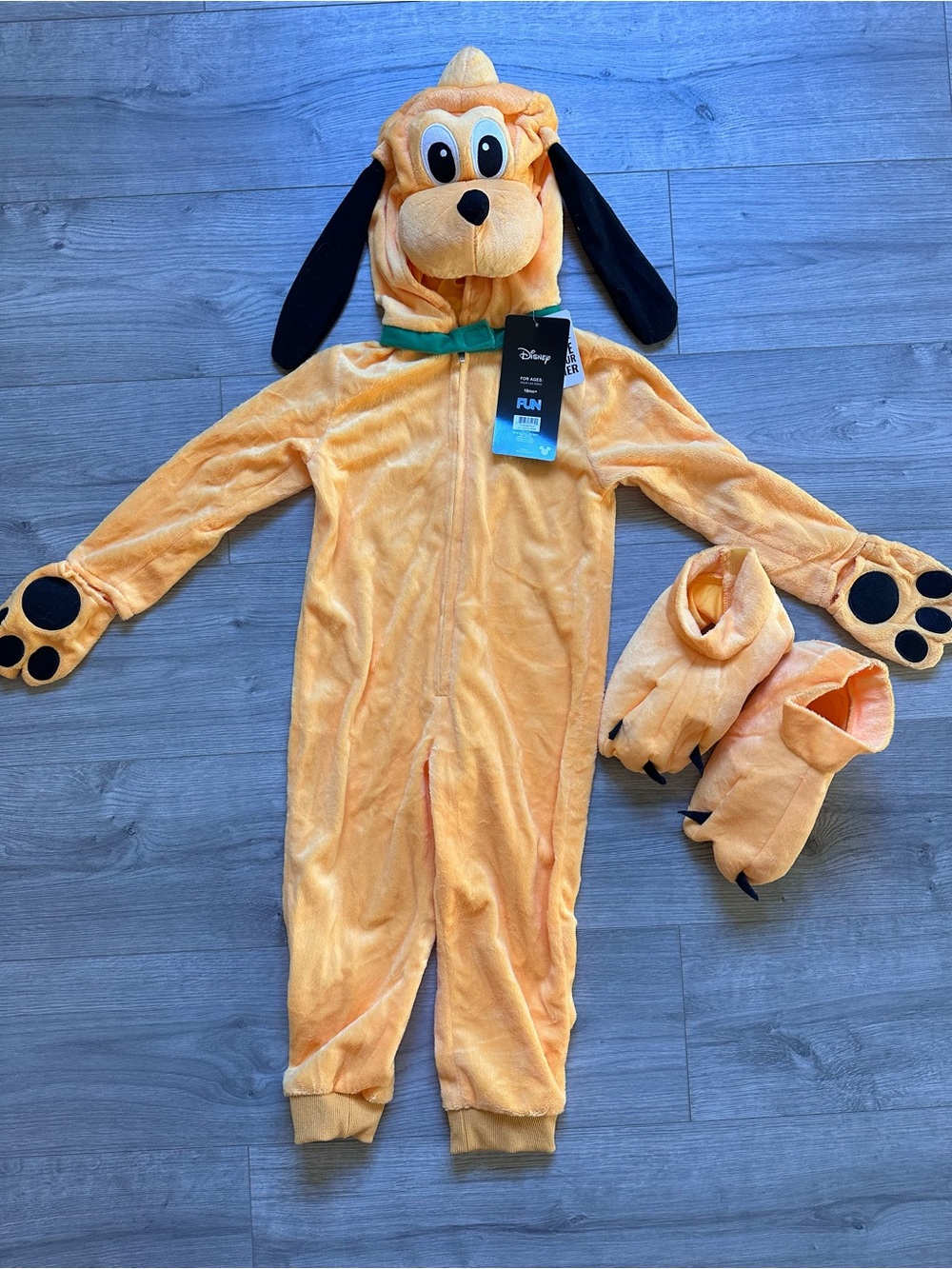 Disney Yellow Pluto Costume Kids One-Piece with Hood and Paw Shoe Covers